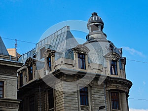 An Old Grey Stone House With Turrets, Bucharest, Romania photo