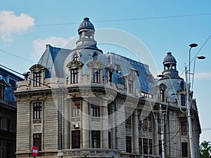 An Old Grey Stone House With Turrets, Bucharest, Romania photo