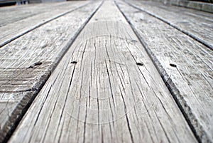 Old grey weathered boardwalk