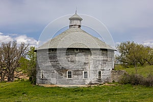 Old Grey Wooden Round Barn