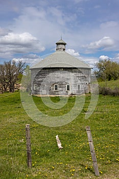 Old Grey Wooden Round Barn