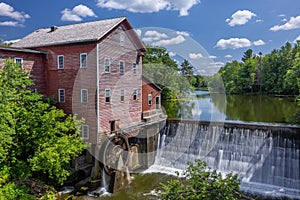 Old Grist Mill with Water Wheel and Dam