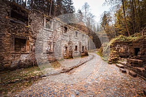 Old ground mill in the woods photo