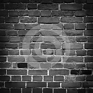 Old Grunge Black Brick Wall Background With vignette