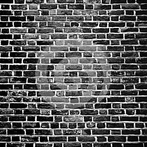 Old Grunge Black and White Brick Wall Background