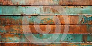 Old grunge copper bronze rusty texture background. Distressed cracked patina siding.