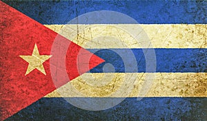 Old grunge cuban flag with rift, cuba communist dictatorship