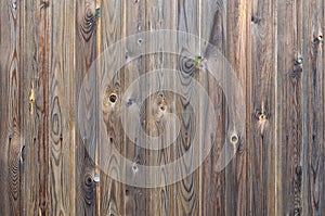 Old grunge dark brown wood panel pattern with beautiful abstract grain surface texture, vertical striped background or backdrop i