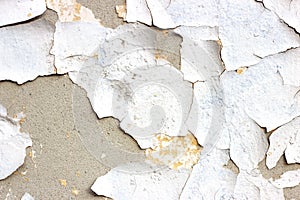 Old grunge dirty cracked vintage light gray concrete and cement mold texture wall or floor background with weathered paint