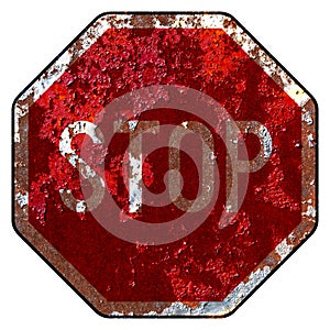 Old grunge EU road sign Priority sign Stop