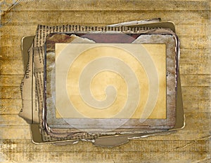 Old grunge frame on the antiquarian background photo