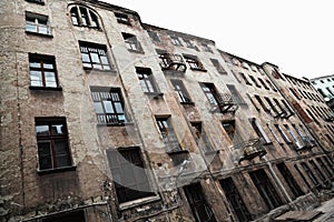 Old grunge house in lodz centre town photo