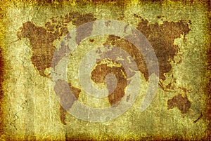 Old Grunge Map of the World Background