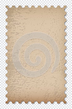 Old grunge postage stamp. Clean postage stamp template. Postage stamp border. Mockup postage stamp with shadow. Blank postage