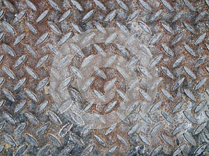 old grunge rusted gray diamond metal plate texture background