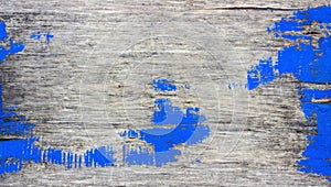 Old grunge rustic wooden texture background with blue color cracked weathered paint and scratches