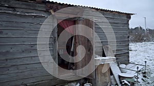 Old grunge shed in Russian village