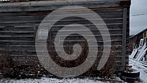 Old grunge shed in Russian village