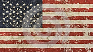 Old grunge vintage faded American US flag photo