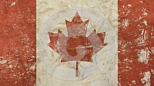 Old grunge vintage faded flag of Canada