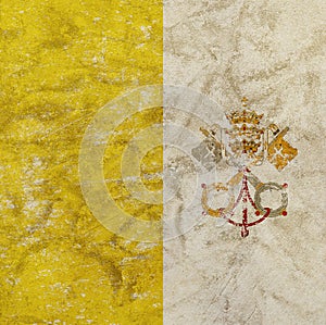 Old grunge vintage faded flag of Vatican City