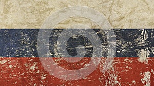 Old grunge vintage faded Russian Federation flag