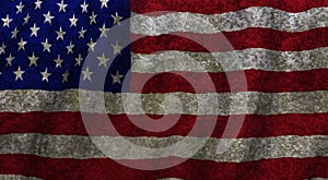 Old, grungy, American flag on a textured background