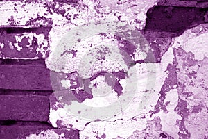 Old grungy brick wall texture in purple tone