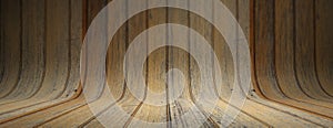 Old grungy and curved wooden background, banner