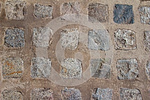 Old grungy European cobblestone walkway texture background