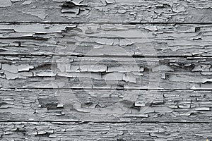 old grungy horizontal white wood plank as background texture.