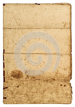 Old grungy paper sheet with edges. Used texture photo