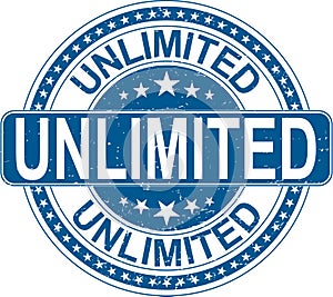 Blue unlimited stamp internet sign on white background