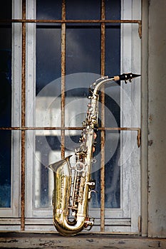 Old grungy saxophone
