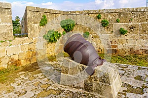 Old gun on the wall promenade, Acre Akko