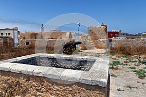 The old guns on the walls of the Portuguese fortress of El Jadida (Mazagan).