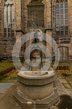 old Gustav II. Adolf of Sweden fountain in front of the preachers church in Erfurt