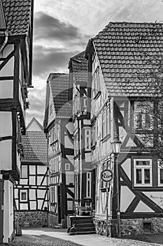 Old half timbered houses in Lich , Germany