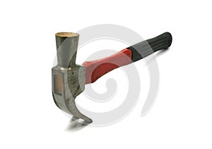 Old hammer isolated in white