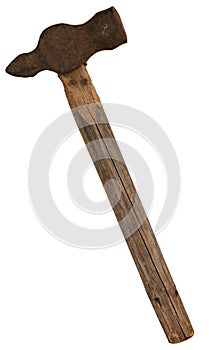 Old hammer isolated on white background