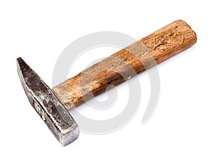 Old hammer on a white background
