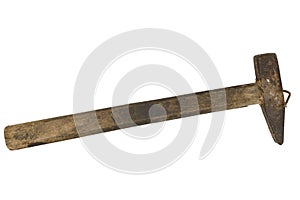 Old hammer with wooden handle