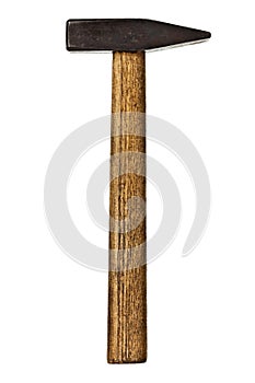 Old hammer with a wooden handle