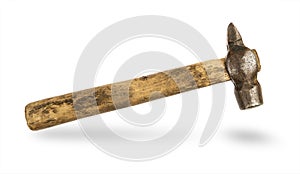 Old hammer with a wooden handle
