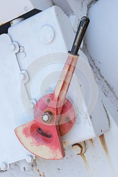 Old hand-operated lever in a train