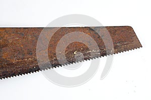 Old handsaw isolated on white background