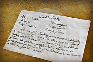 Old Handwritten Recipe Card photo