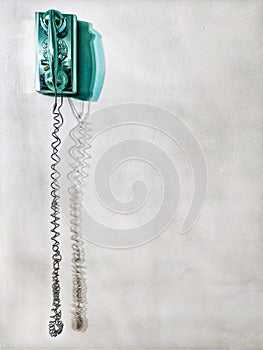 Old Hanging Telephone in Pantone Turquoise