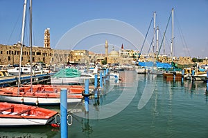 Old harbor in Acre, Israel.