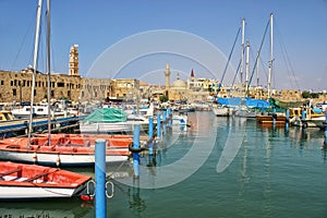 Old harbor in Acre, Israel. photo